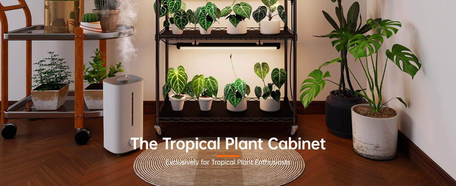 plant stand indoor with grow lights