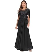 TORYEMY Cape Sleeve Mother of The Bride Dresses Mermaid Long Chiffon Lace Mother of The Groom Dre...