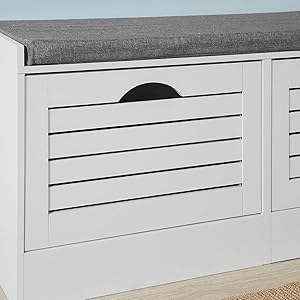 SoBuy FSR62-W Sitzkommode Schuhkipper Mit Sitzfläche Schuhtruhe 2 Klappen Mit Schuhfach Landhausstil Weiß BHT Ca.: 97x46x30cm 15 1