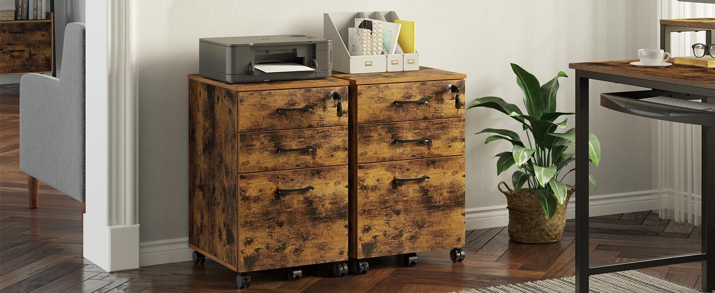 Rolanstar File with 3 Drawers, Rolling File with Lock