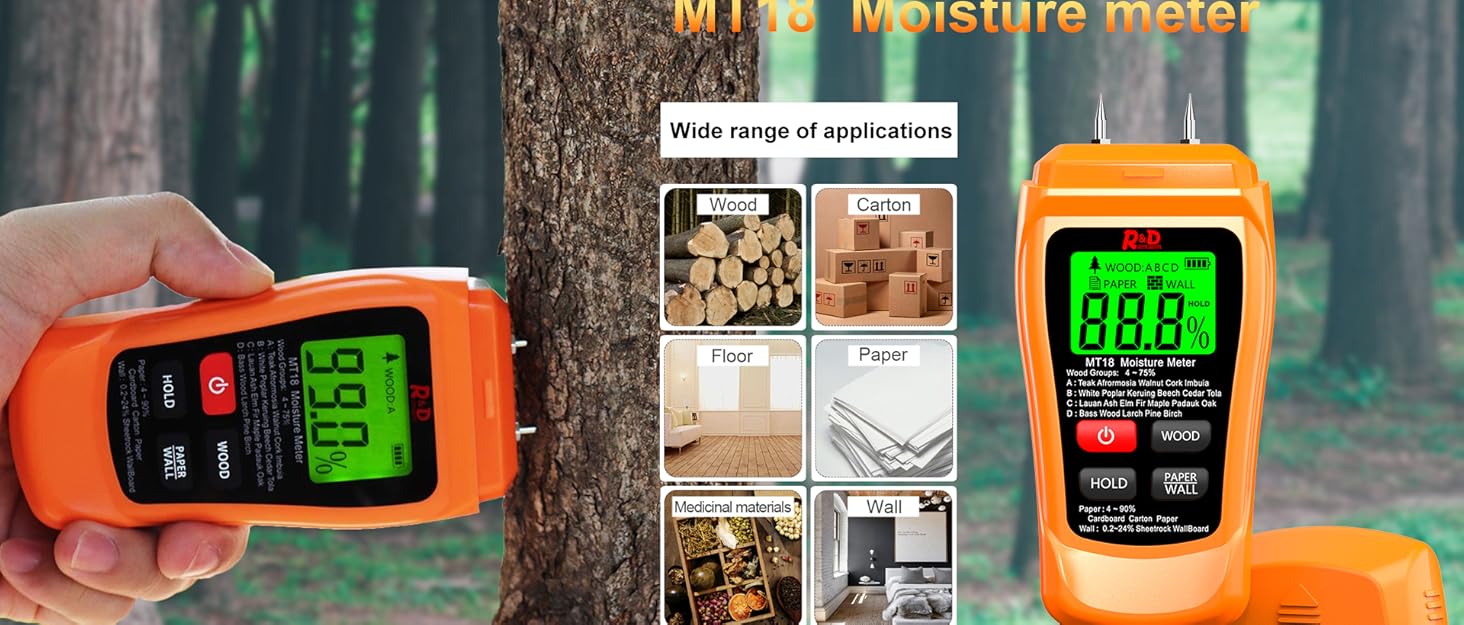 Wood Moisture Meter, Firewood Moisture Tester, Drywall Moisture