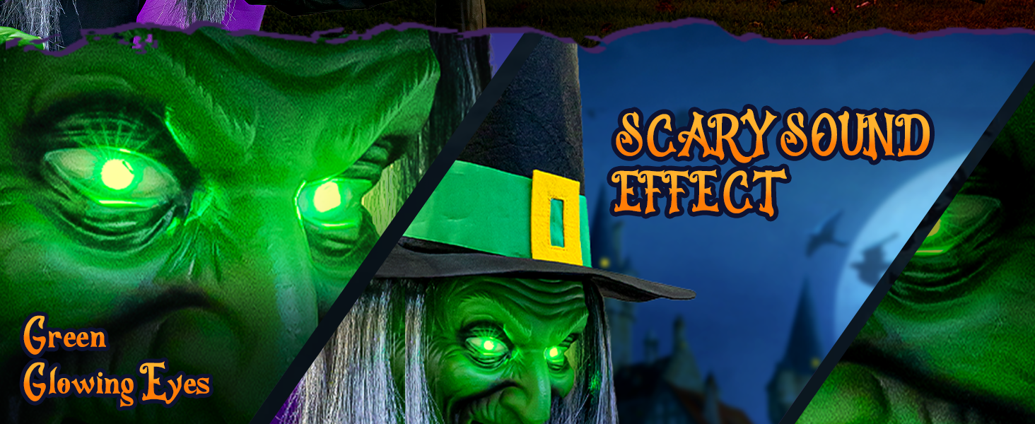 Halloween Decorations Outdoor Animated Hovering Witch Animatronics Sound Touch Activated Decor