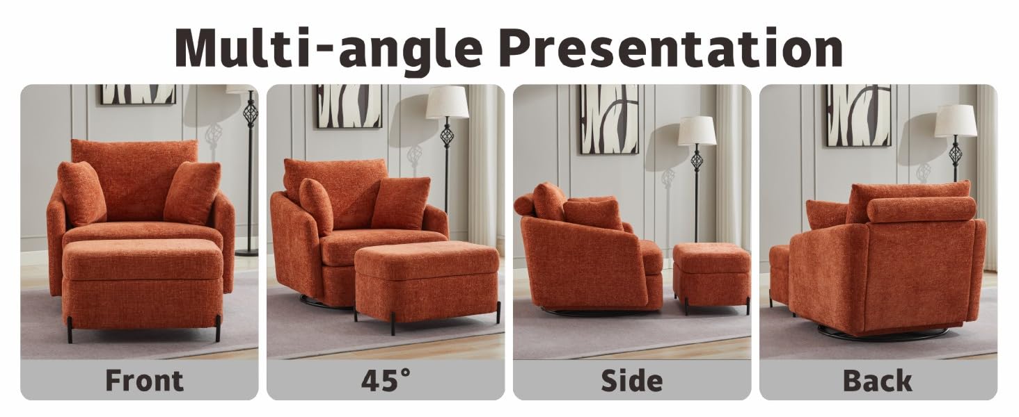 swivel accent chair with ottoman