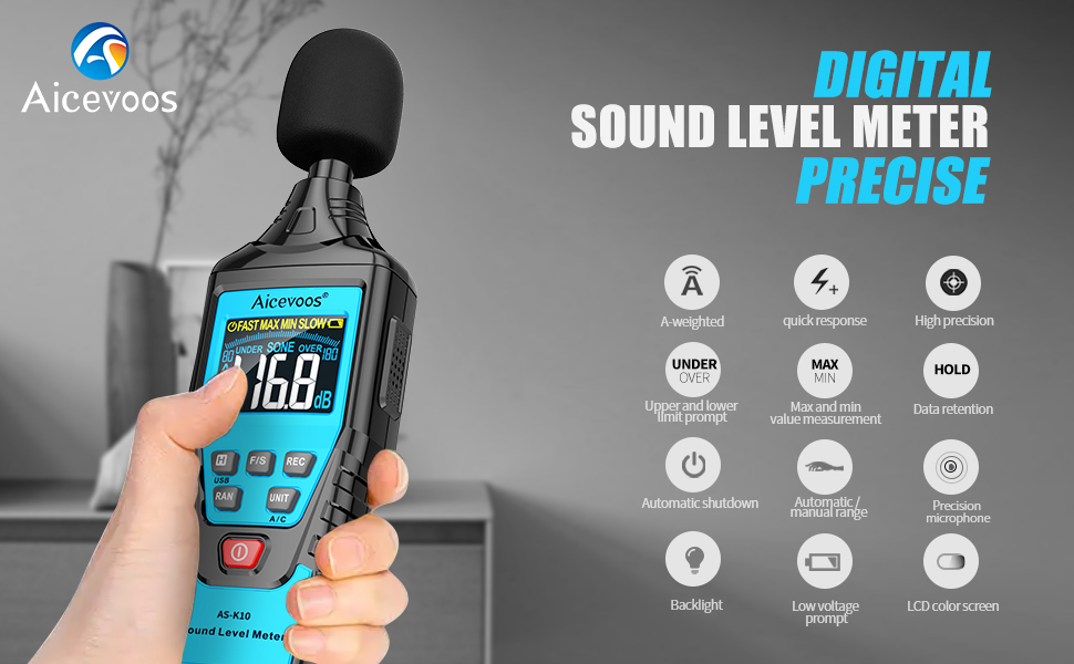 Aicevoos Decibel Meter spl Meter Sound Level Meter dB Meter Sound and