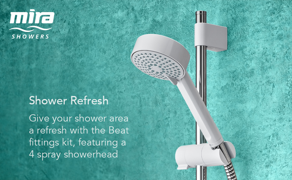 Mira Showers Beat Fittings Kit with Shower Head & 1.25M Shower Hose