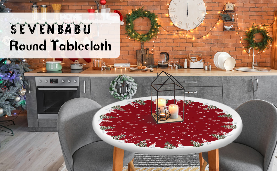SEVENBABU Christmas Round Table Cover 4554 Inch