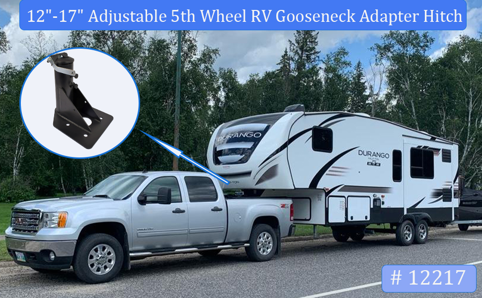 12"17" Adjustable 5th Wheel RV Gooseneck Adapter Hitch