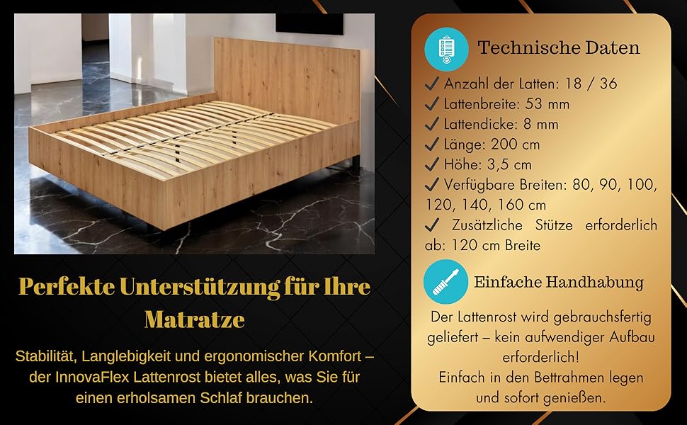 Stabiler Lattenrost, Ergonomischer Schlafkomfort, Verschiedene Größen, Einfache Handhabung