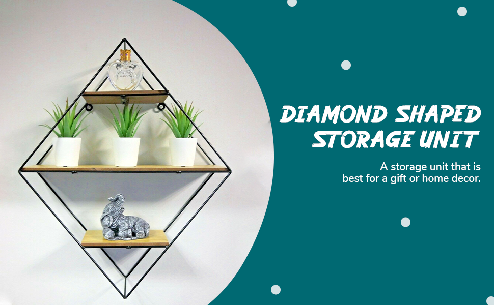 Shelves Diamond Shaped Industrial Floating Wall Shelving Unit