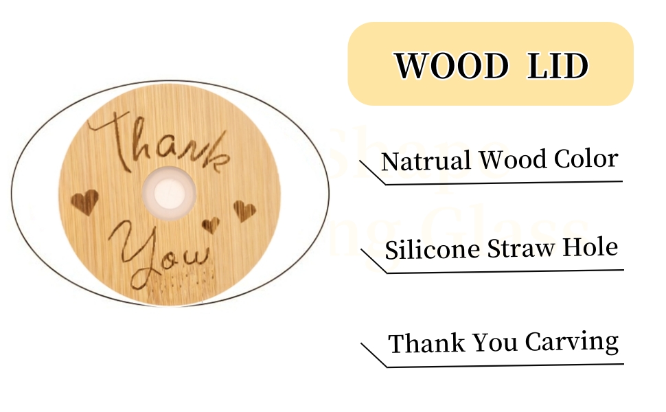 Glass Cups with Bamboo Lids and Straws 6 Set 16 oz