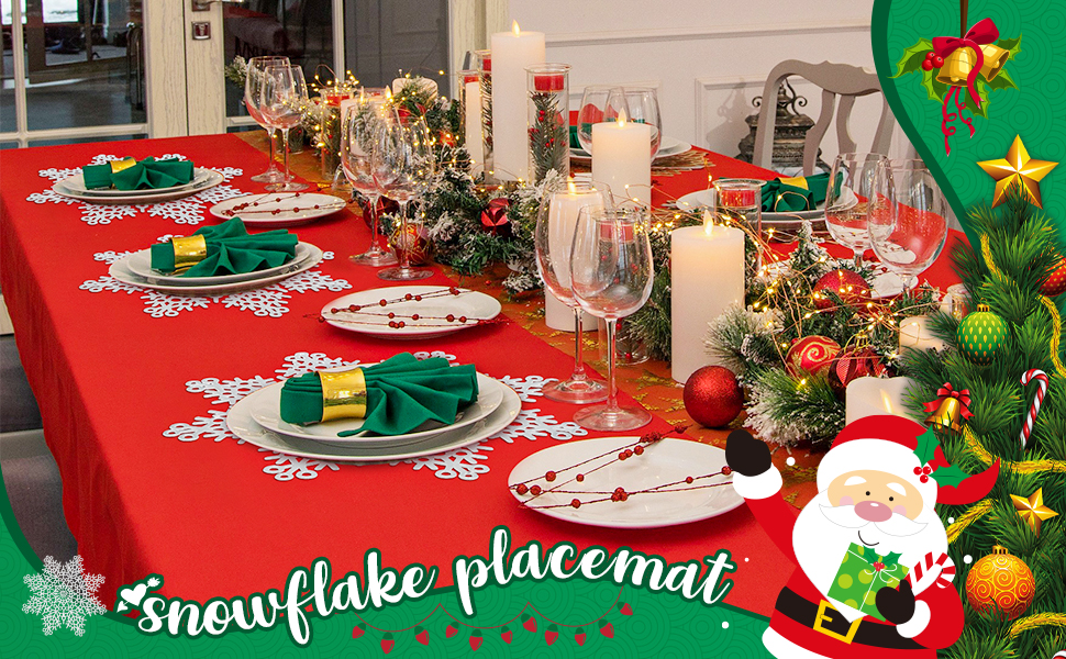 Snowflake Placemat Set 15 Inch Pressed Vinyl Placemat