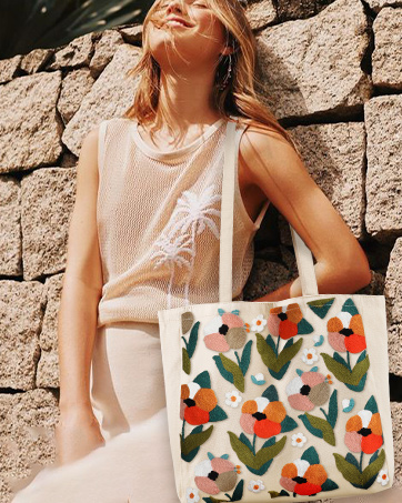 Miss Adola Embroidery Canvas Tote Bag for Women