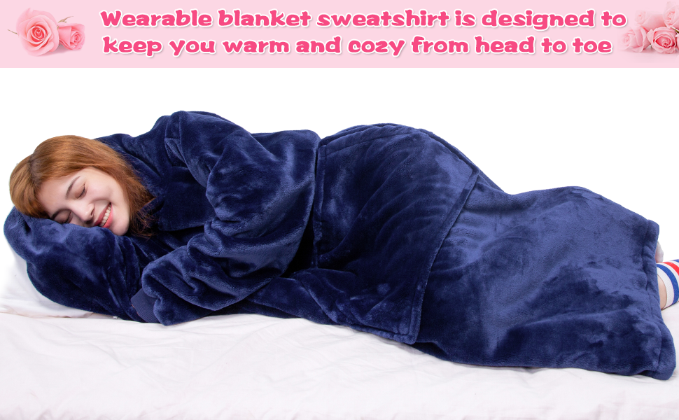 Waitu Wearable Blanket Sweatshirt Gifts for Women and Men, Super Warm