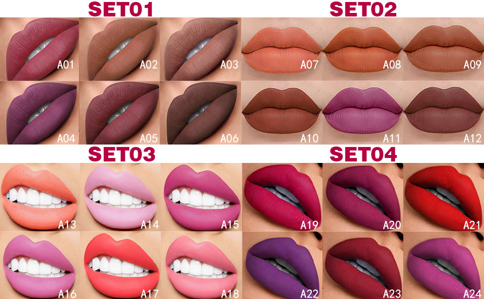 6 pcs Matte Red Lip Liner Pencil Cream Lipstick Makeup Set, LongLasting Creamy Lip