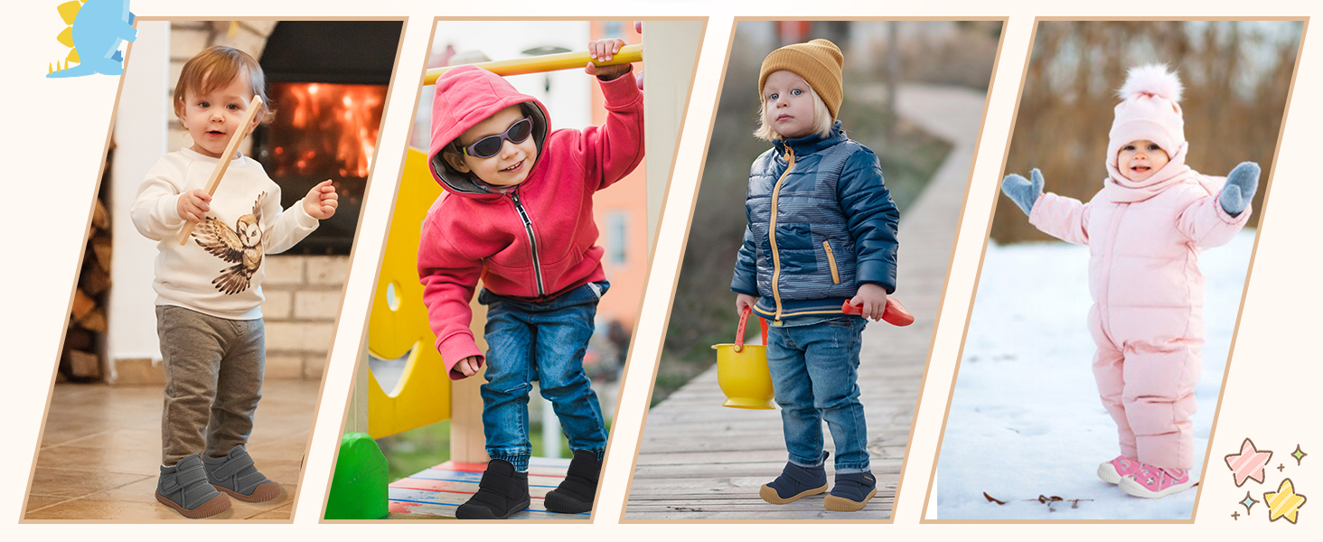 Baby Boys Girls Booties Toddler Winter Boots Warm Fleece Lined First Walking Shoes