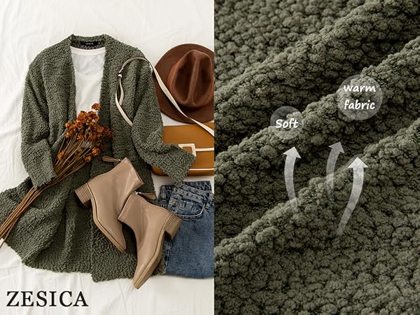 ZESICA Women's 2025 Fall Casual Long Sleeve Open Front Soft