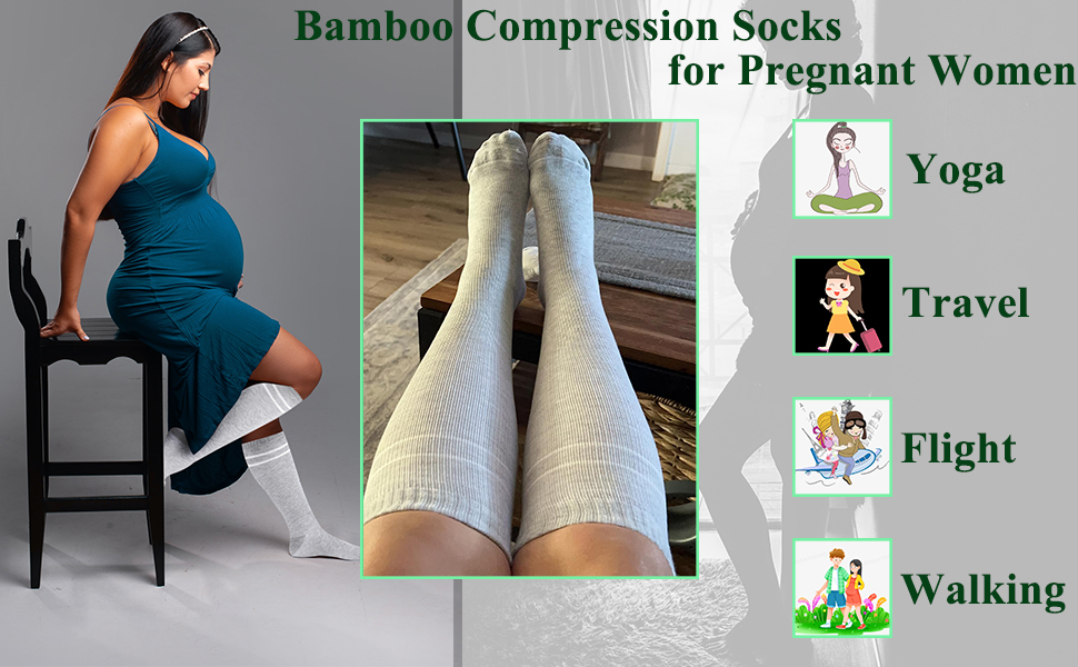 SPORCLO Women's Compression Socks 1520 mmHg Maternity Bamboo Knee High Support Socks for
