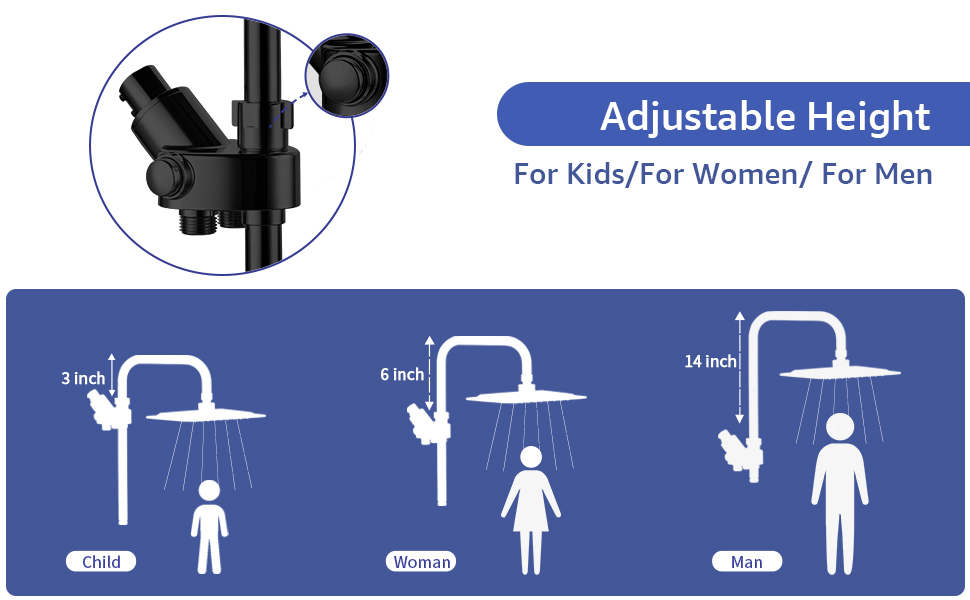 VXV Rain Shower Head Combo, 8'' High Pressure Rainfall Shower head with 5 Function Handheld