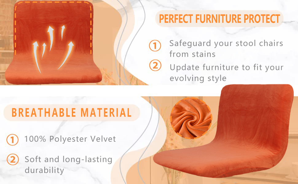 SONNACH Bar Stool Covers, Velvet Barstool Slipcovers with Back, Slipcovers for Short