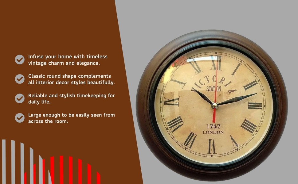 Buy Ags Nautical handicrafts Antique Style Wooden Wall Clock with Roman