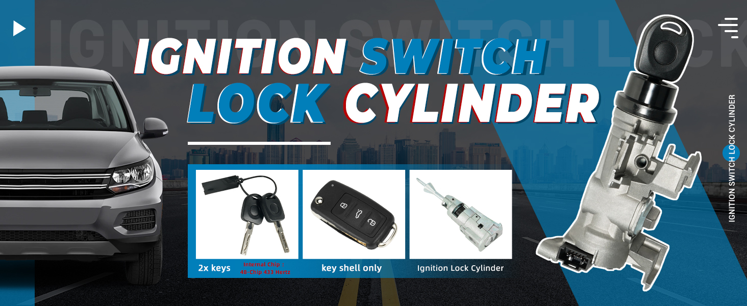 1K0905851B Ignition Lock Cylinder with Keys 2003-2013 VW Jetta,Golf,Rabbit,Tiguan,Audi A3,TT