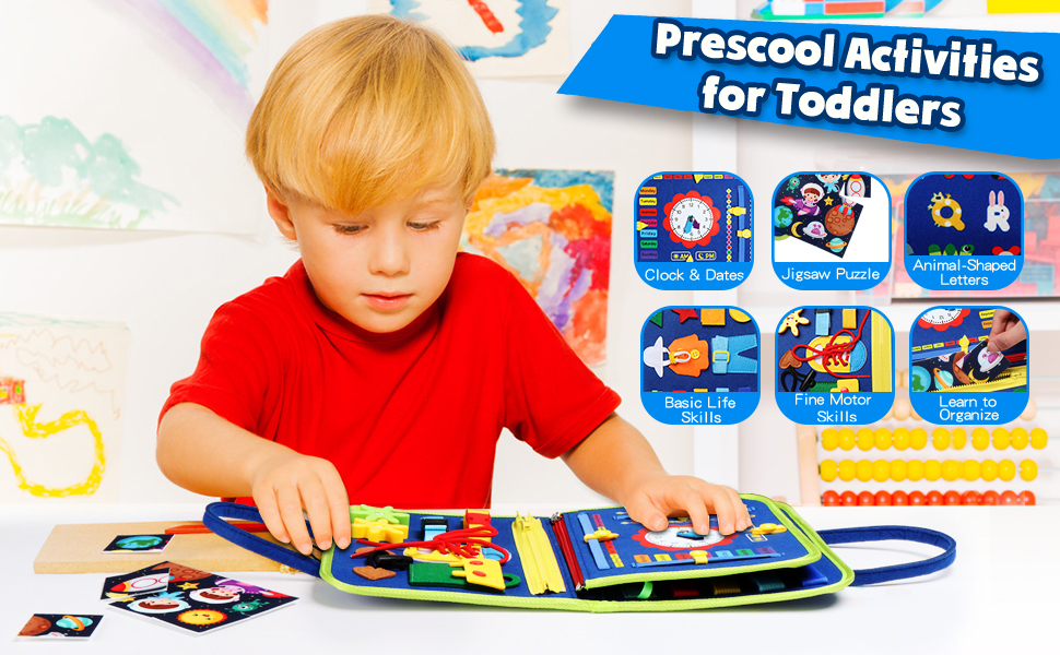 Guolely Busy Board Montessori Toy for 1 2 3 4 Year Old