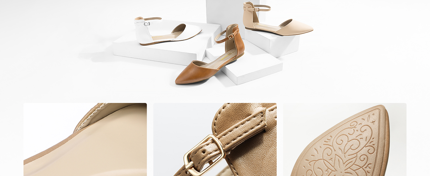 DREAM PAIRS Women's Casual D'Orsay Pointed Toe Flats Shoes