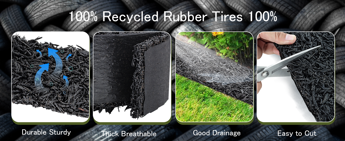 Heelos Rubber Mulch for Landscaping,2 Rolls 120×4.5inch