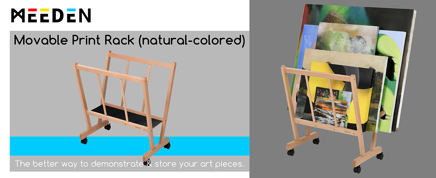 MEEDEN Wood Large Print Rack with Castors Artist Storage and Display