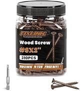 Wood Screws 2 Inch, FIXLINK Deck Screws #8 x 2, 310 PCS, Epoxy Coated, T25 Star Bit Above 1500 Ho...