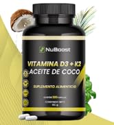 NuBoost Vitamina D3 K2 y Aceite de Coco, 300 cápsulas blandas MADE IN USA, con 400 UI de vitamina...