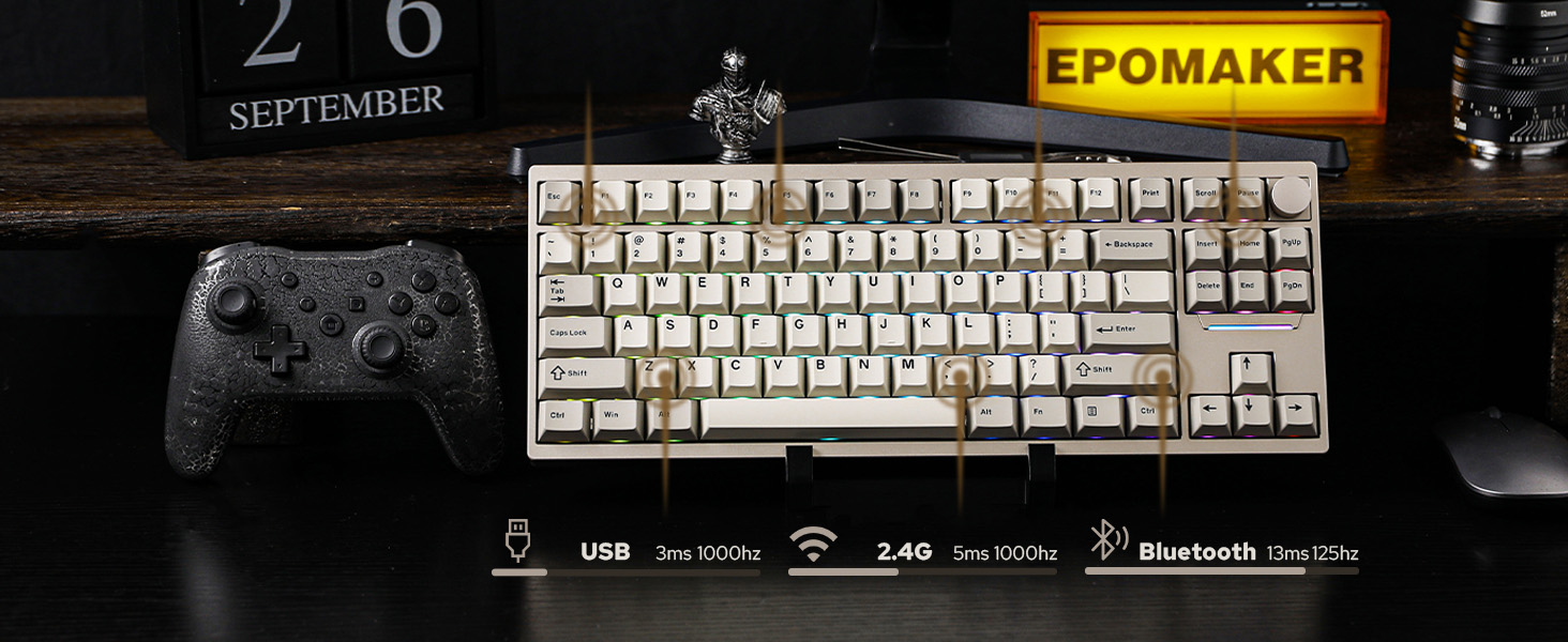 EPOMAKER P87 Wireless Mechanical Keyboard Aluminum QMK/VIA Tri-mode
