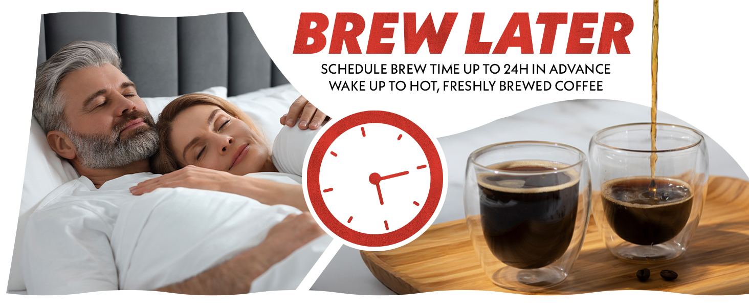 gourmia 5 cup brew later drip coffee schedule brew time wake up to hot coffee