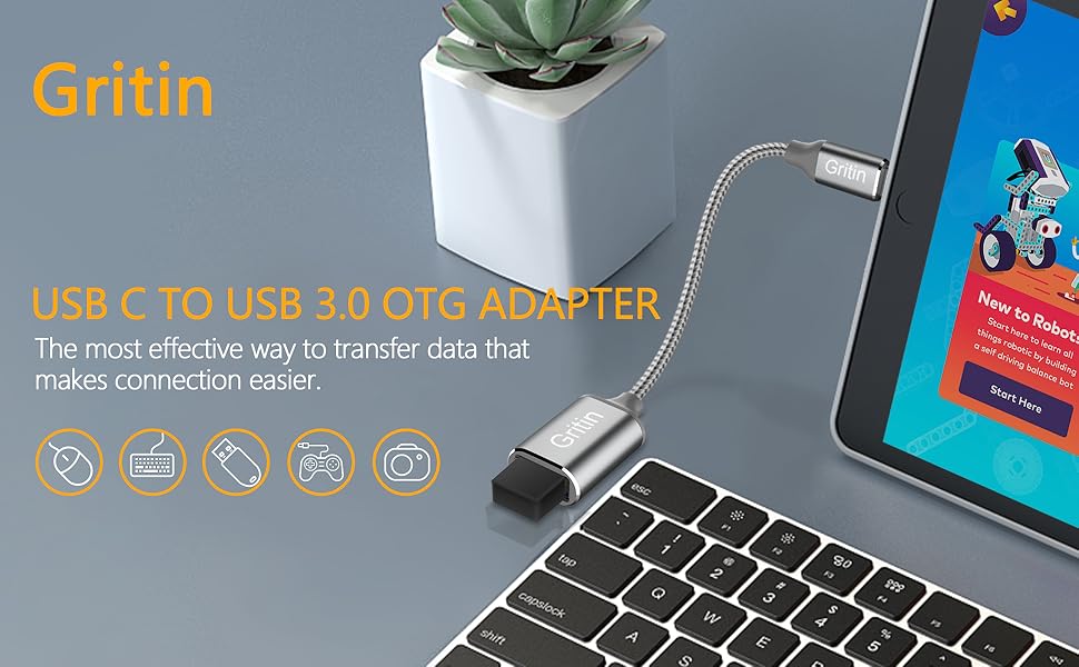 Gritin USB C Female to USB Male Adapter, [2 Pack] USB C Adapter USB