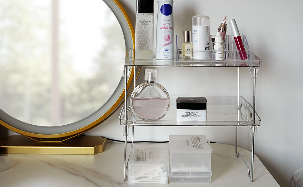 Cabinet Shelf Organizers, Stackable Kitchen Counter Shelf