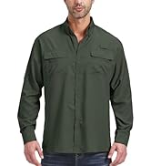 Mens Safari Shirt Long Sleeve Sun UV Protection Quick Dry Breathable Lightweight Fishing Hiking S...