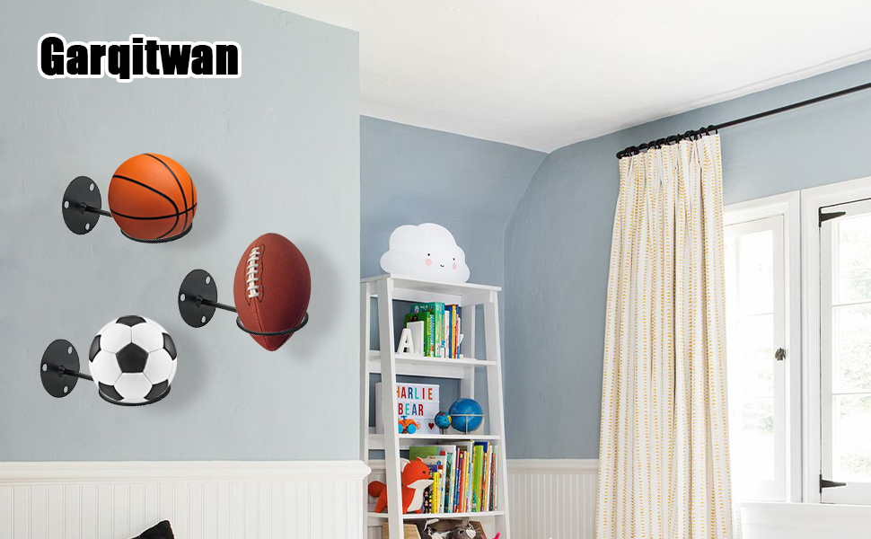 Basketball Holder, 4 Pcs Metal Basketball Holder Wall Mount, Space