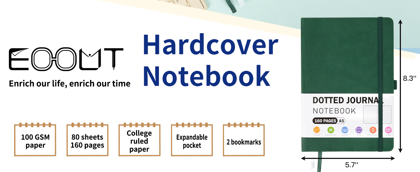 EOOUT Journal Notebook for Women Men, 5.7'' X 8.3'' 160