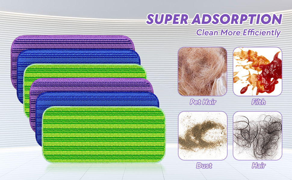 6 PCS Reusable Mop Pads Compatible with Flash Powermop, Power Mop