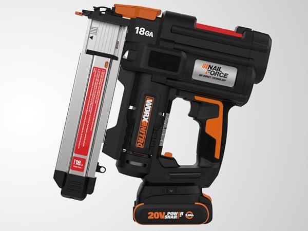 WORX Nitro 20V 18GA Cordless Brad Nailer, Cordless Nail Gun