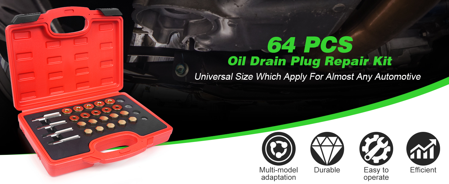 JMMRRR Oil Pan Drain Plug Repair Kit, 64pcs Oil Pan Thread
