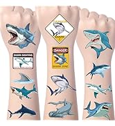 Yoyuspy Shark Temporary Tattoos Stickers - 200+ Shark Birthday Party Decorations Favors Supplies ...