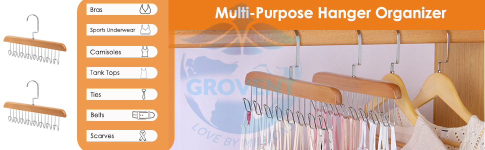 Wooden Hanger For Clothes Hanging, Hangers For Wardrobe And Cupboard, 8 Hook Adjustable Clothes Hanger For Lingerie, Belt, Scarf, Tie, Garments And Accessories (1 Pcs) 3 storage hangers