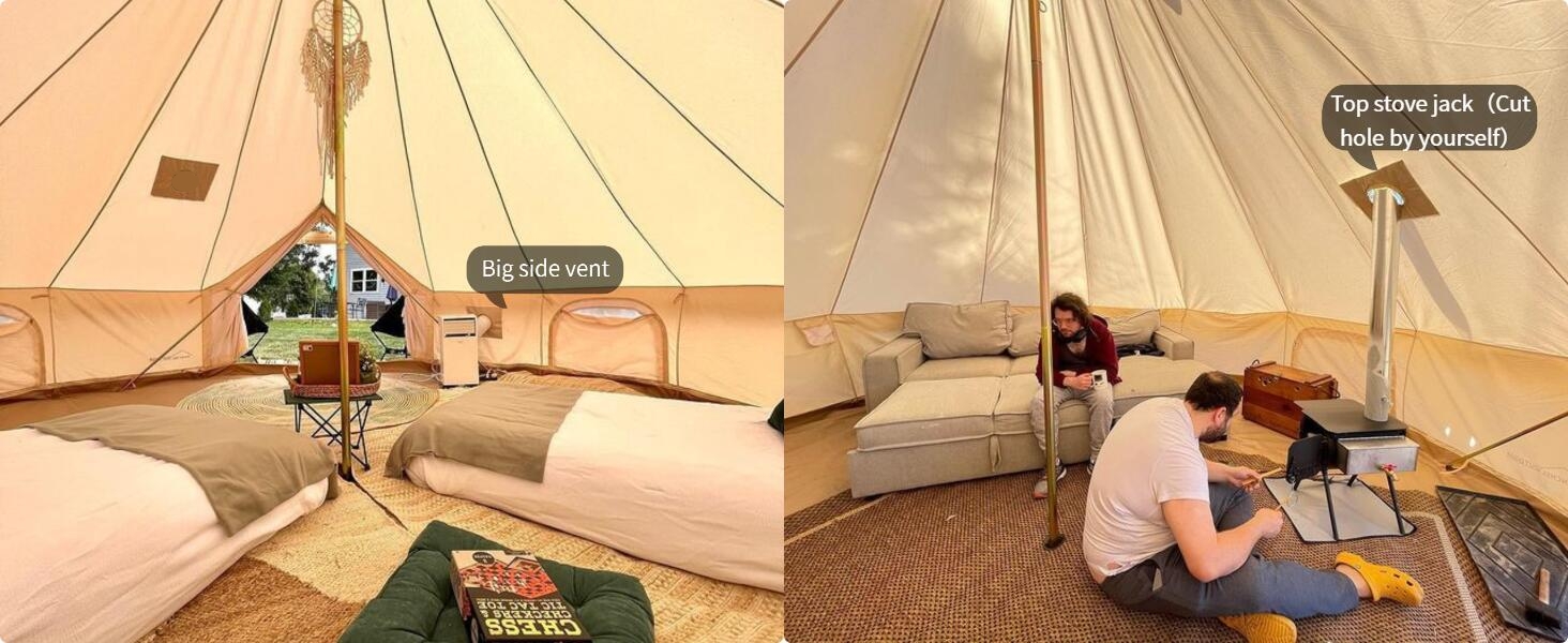 B5 PROII Canvas Bell Tent,6m/20ft, Khaki - DANCHEL OUTDOOR
