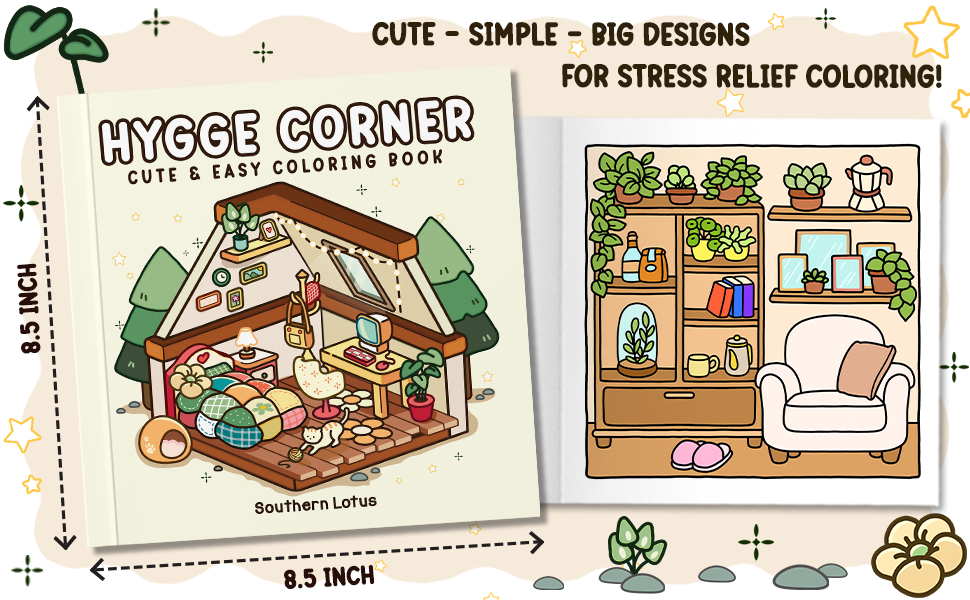 simple coloring book,cozy coloring book,corner coloring book,pocket room coloring book