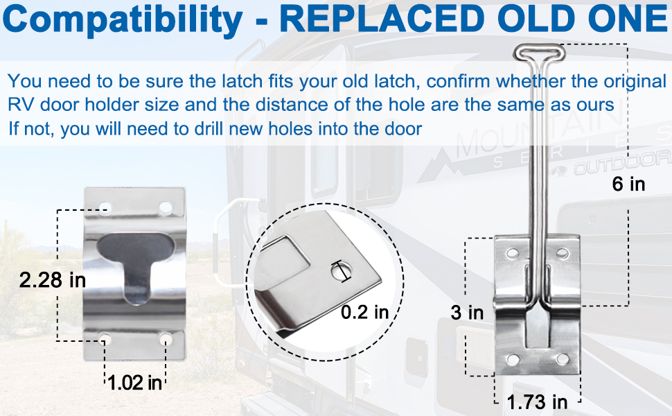 AutoWanderer Tool 6” RV Door Latch, Stainless Steel TStyle Trailer Door Holder Catch with