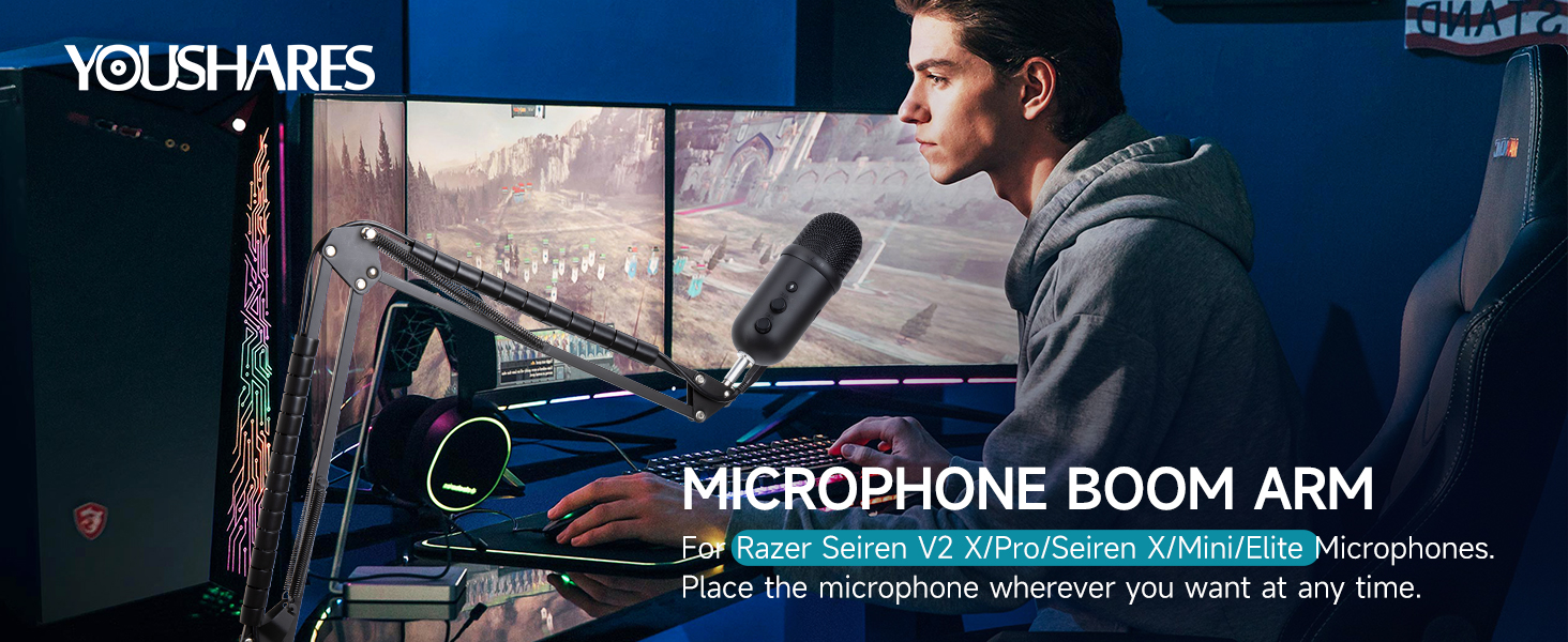 razer mini microphone boom arm razer mic arm razer mic stand Razer Seiren mini