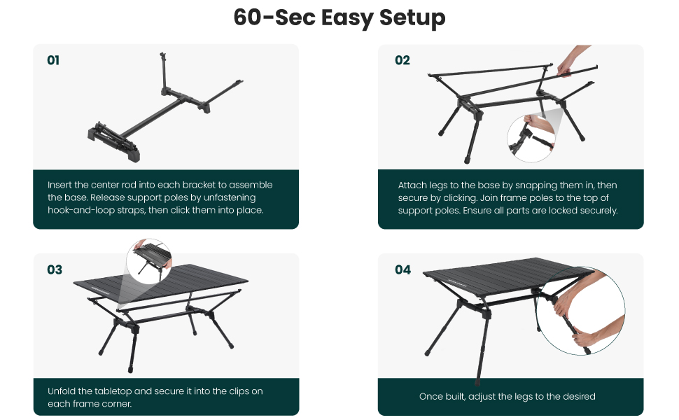MISSION MOUNTAIN S4 Camping Table, Outdoor Folding Table