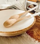 Folkulture Salad Bowl or Wooden Bowls with Serving Tongs, Large Salad Bowls for Fruits, Cereal or...