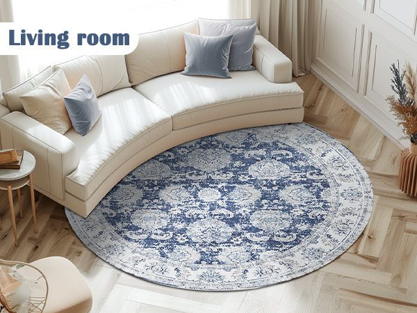 Amazon.com: jinchan Round Rug 7ft Area Rugs Vintage Floral